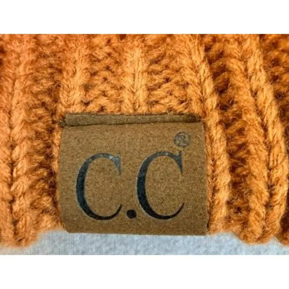 C.C Slouchy Thick Warm Cable Knit Beanie Hat Rust Color Cap Cozy Winter Hat